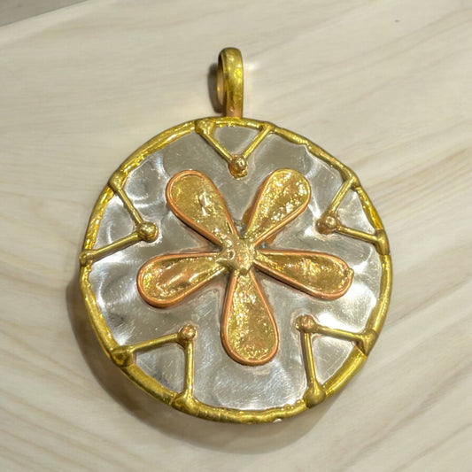 Stainless Steel pendant with brass/copper