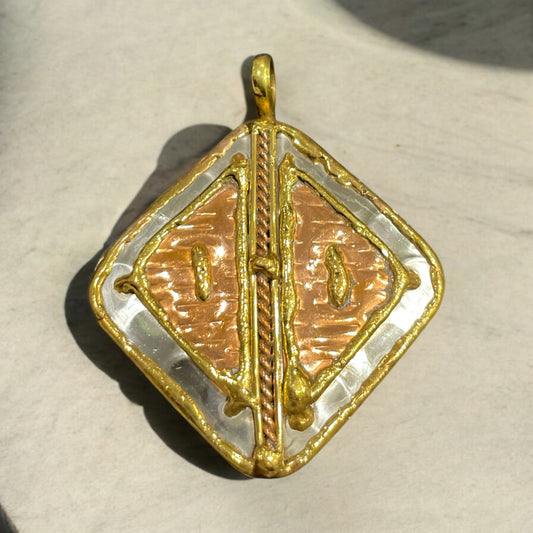 Stainless Steel pendant with brass/copper