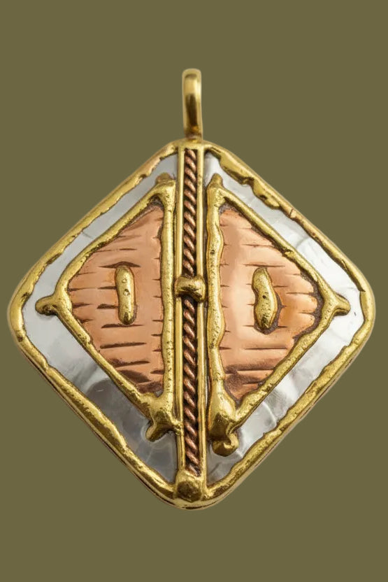 Stainless Steel pendant with brass/copper