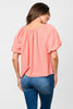 Peach puff sleeve blouse styled look