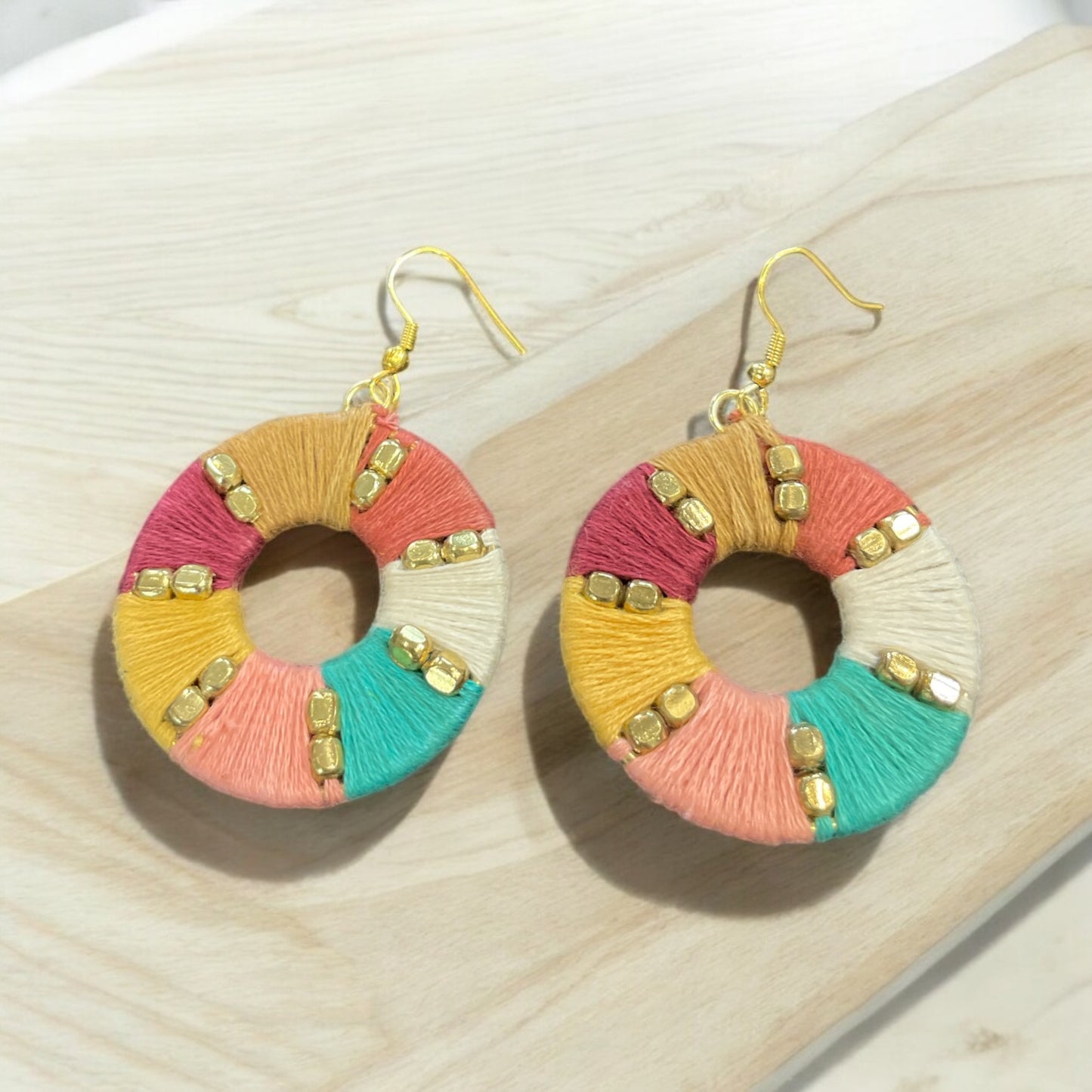 Sachi Fabric Wrapped Ring Weft Earrings