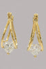 Golden hearthfall teardrop rhinestone earrings, on ear