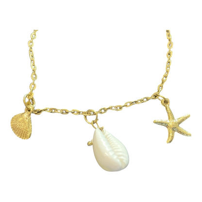 Sachi Gold Shell and Star Fish  Anklet