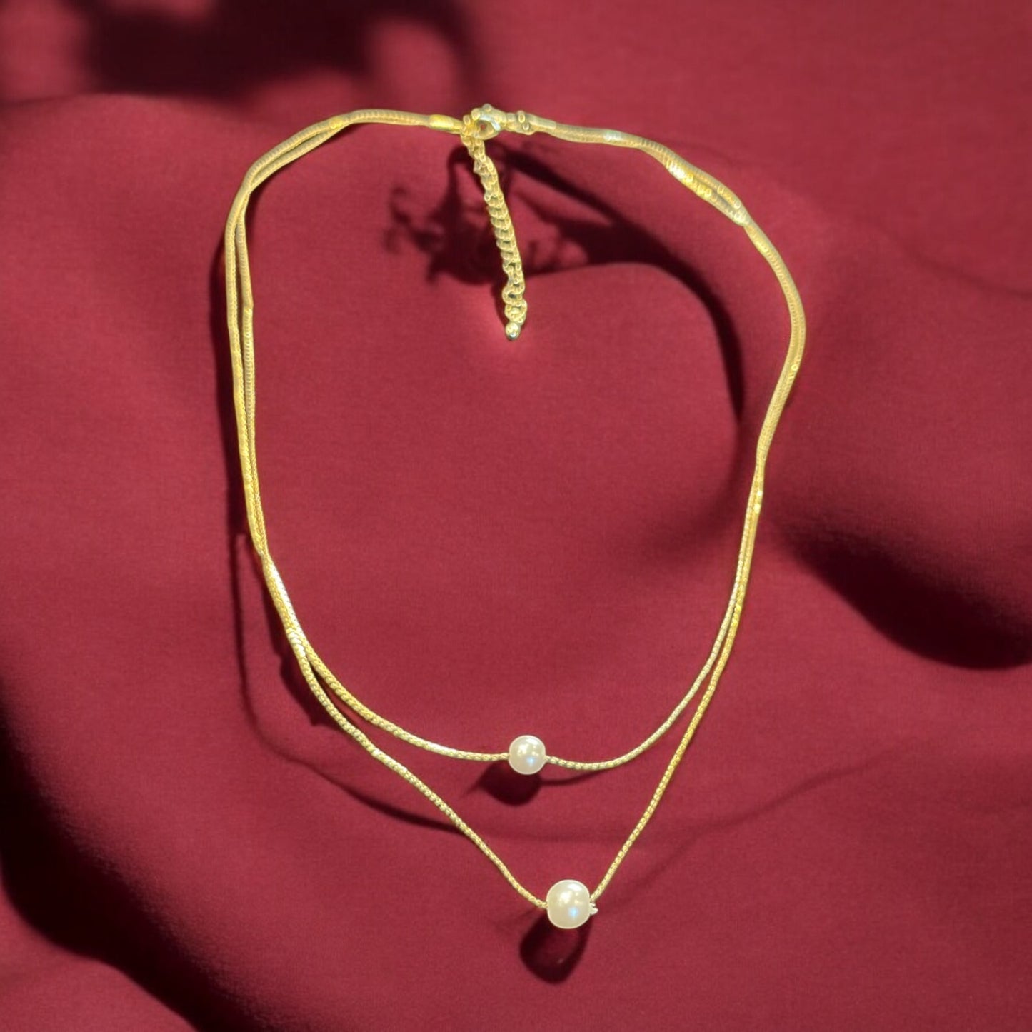 Layered Mixed Dainty Gold Chains Pearl Charm Necklace
