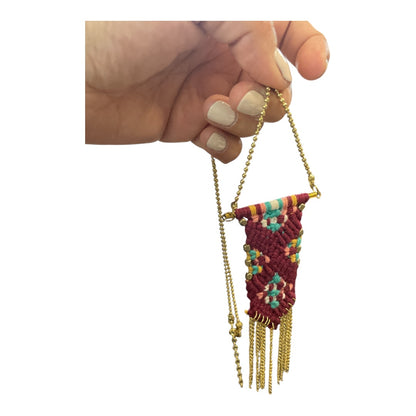 Handmade Woven Necklace with Chains