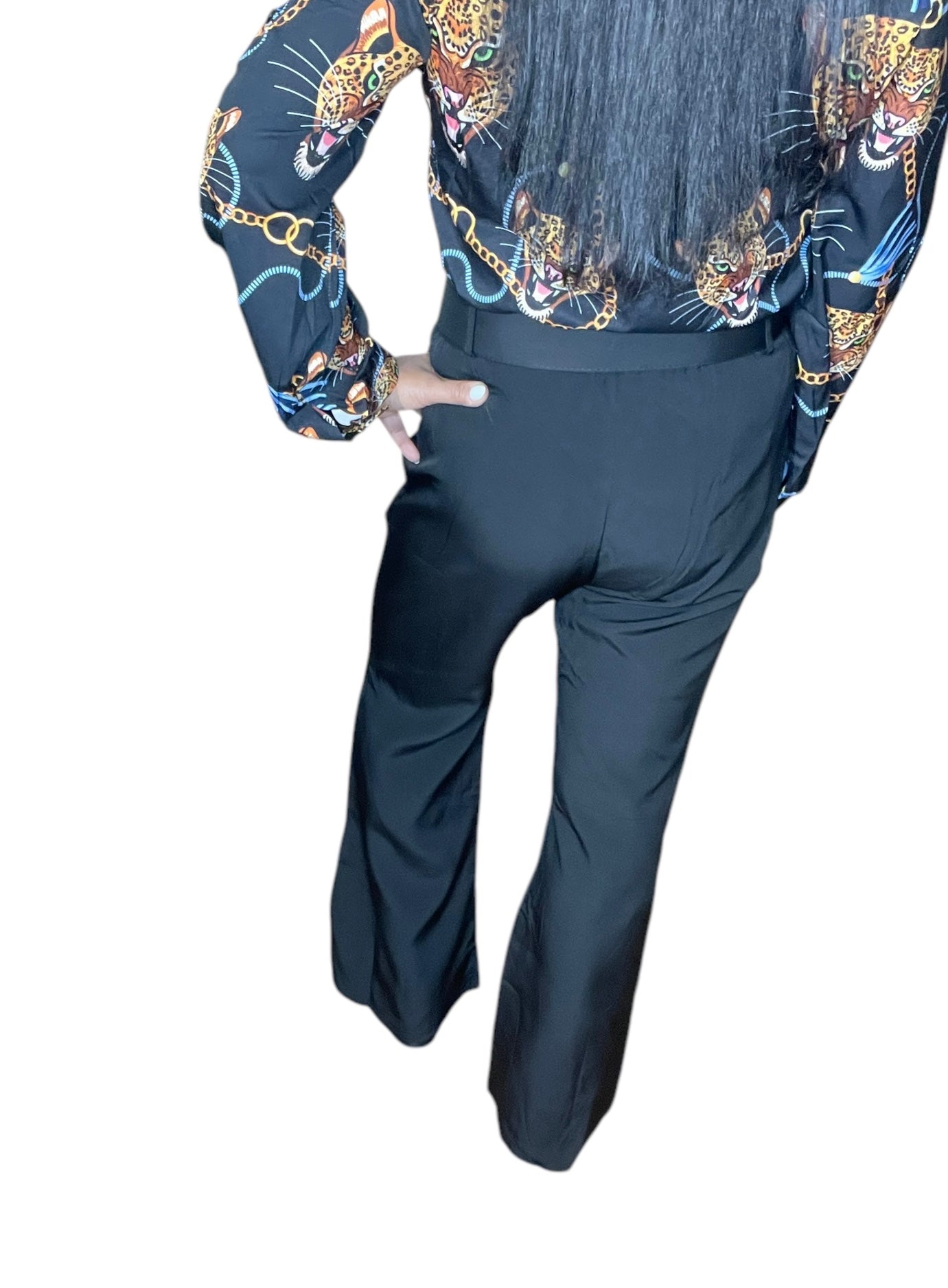 High Waist Wide Leg Pants With Hard Belt