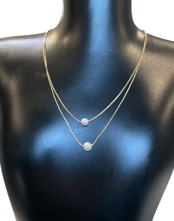 Layered Mixed Dainty Gold Chains Pearl Charm Necklace