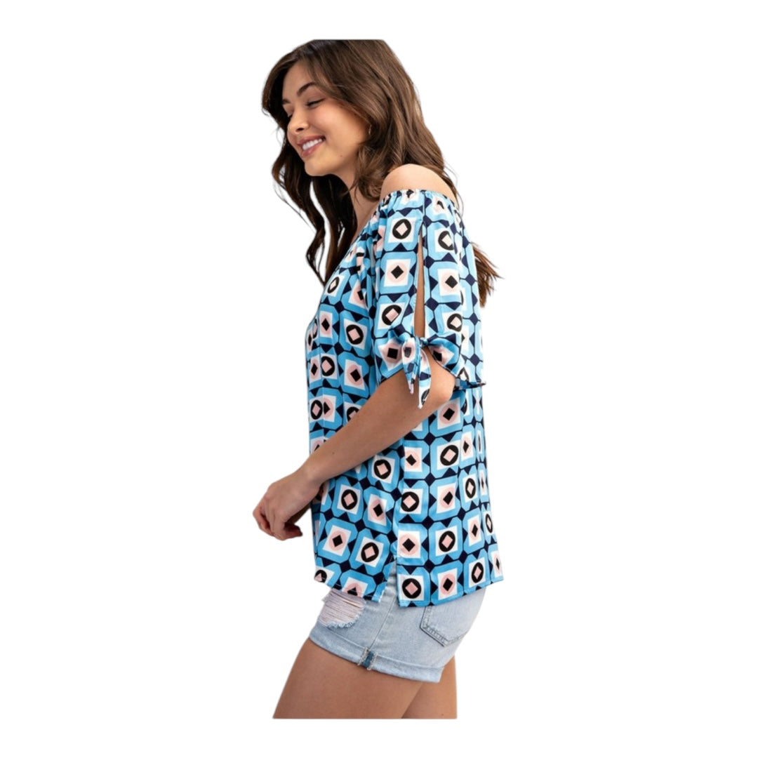 Geometric Print Off The Shoulder Top