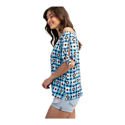 Geometric Print Off The Shoulder Top