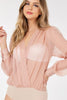 Sultry sheer V-neck bodysuit in polyester, back view