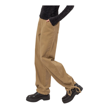 Khaki Washed Twill Cinched Hem Pants