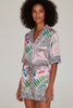 Pink leopard trim two-piece pajama set