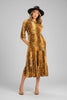 Animal print 3/4 sleeve midi dress