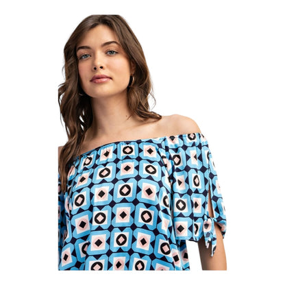 Geometric Print Off The Shoulder Top