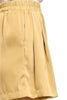 Pleated high-waist satin shorts