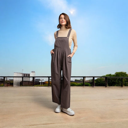Pintuck Detail Overall with Side Pockets