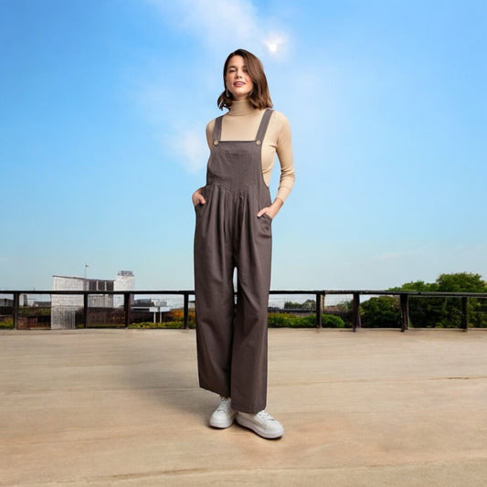 Pintuck Detail Overall with Side Pockets