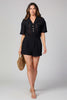 Short sleeve knitted romper, back view