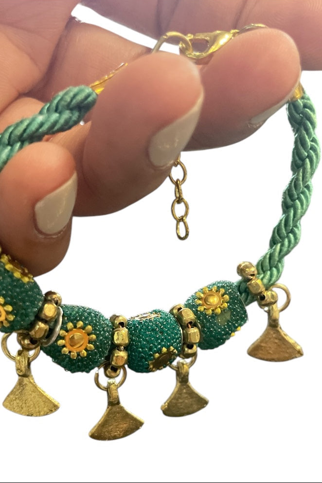 Woven Beads and Charms Bracelet