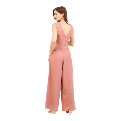 Rose Diagonal Ruffle Wide Leg Jumpsuits