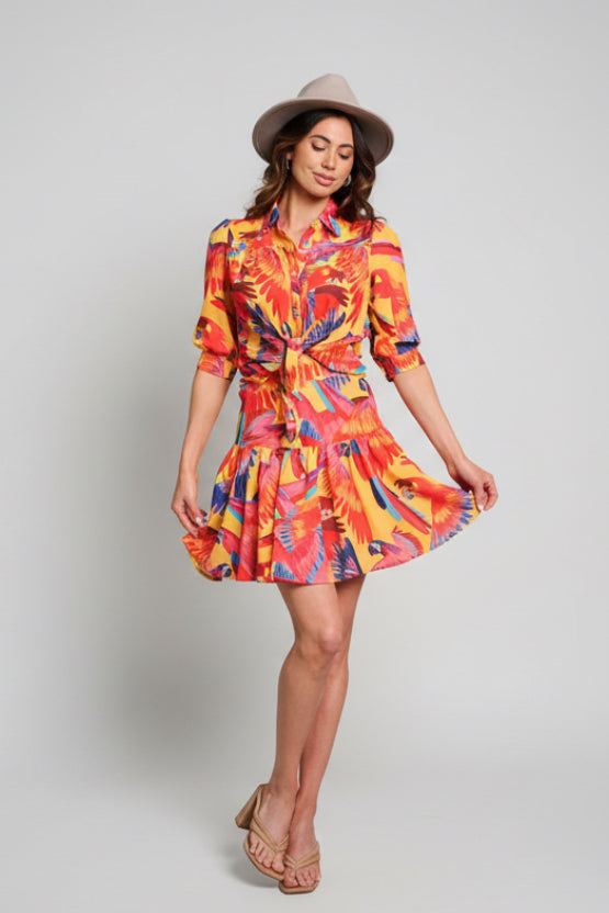 RIO RHYTHM TROPICAL BIRD PRINT MINI SKIRT SET