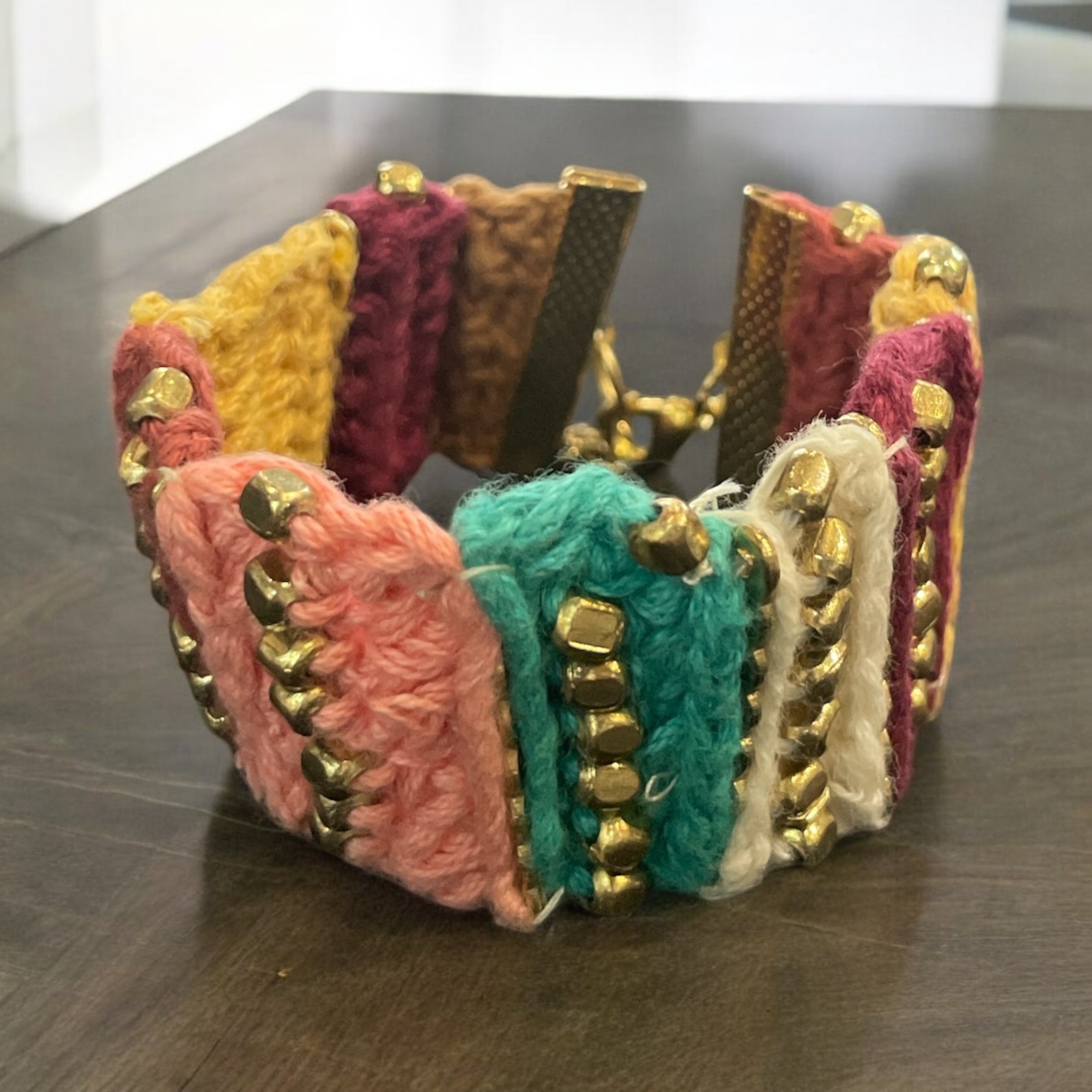 Handmade Woven Striped Beaded Bracelet