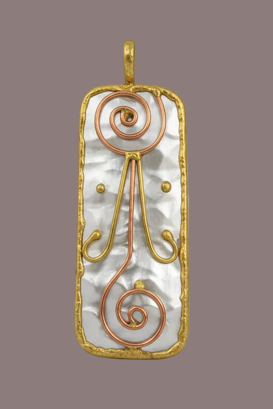 Stainless Steel pendant with brass/copper