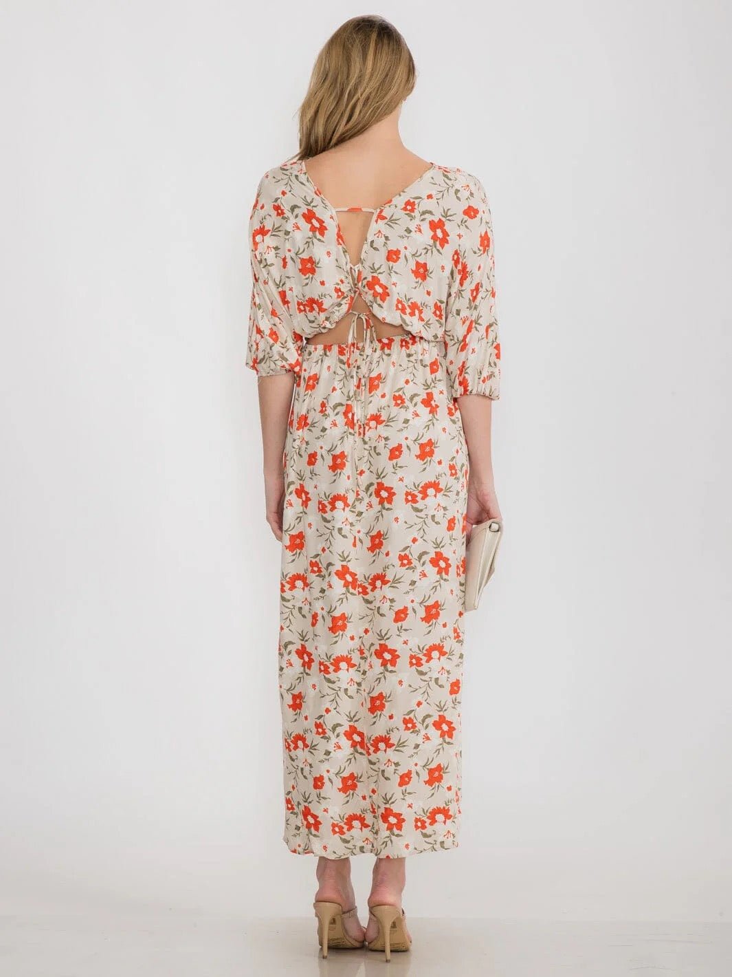 OPEN BACK FLORAL MAXI DRESS