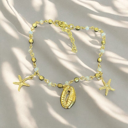 Schai Shell and Beaded Gold Anklet