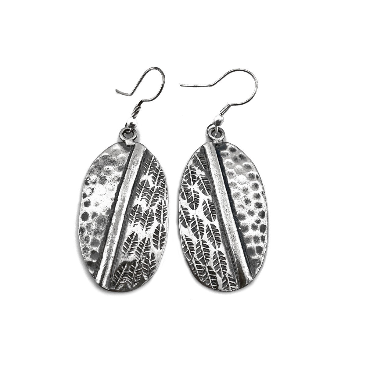 Handmade Kashi -Antique silver Leaf earring