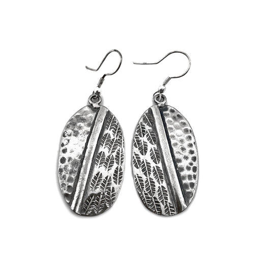 Handmade Kashi -Antique silver Leaf earring