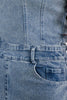 Strapless denim wide-leg jumpsuit with side pockets