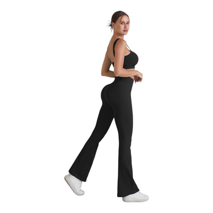 2PC Square Neck Sports Bra and Flare Legging Set