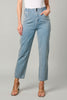 High-waist cropped denim jeans in light blue