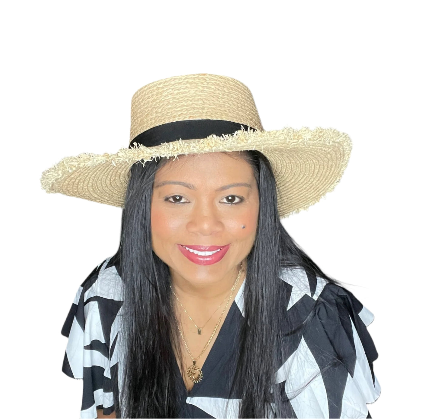 Ribbon Strap Raffia Sun Hat