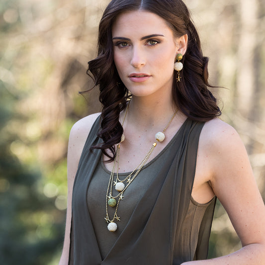 Handmade Sachi Beaded Raffai and Wood Three Piece Necklace