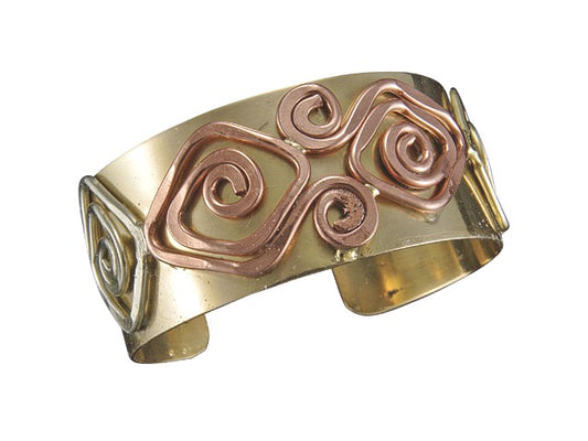Handmade Swirl Sansa  – Solid Brass and copper bracelet