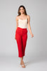 Crop pants with high rise and button closure