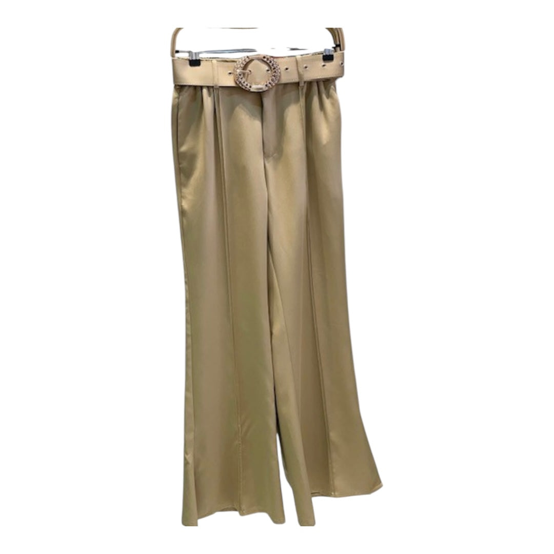 High Waist Wide Leg Pants With Hard Belt