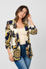 Ruched 3/4 sleeve chain print blazer
