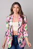 Pink floral blazer with 3/4 sleeves