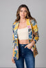 Paisley geometric print open-front blazer