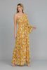 One-shoulder mustard floral maxi dress