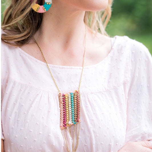 Handmade Warp & Weft Striped Necklace