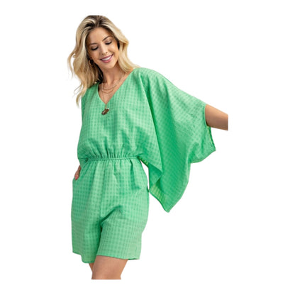 Kimono Sleeve Romper with Elastic Waist