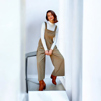 Pintuck Detail Overall with Side Pockets