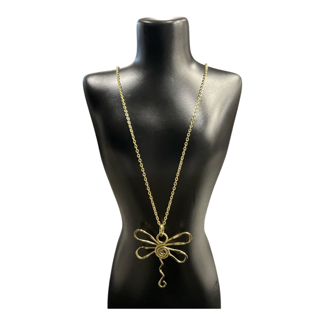 Brass Gold Dragonfly Necklace