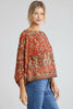Kimono with wild botanica print and 3/4 sleeves