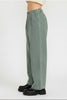 Gray-green pleated trousers, wide leg