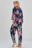 Kimono and pants in mixed floral leopard print